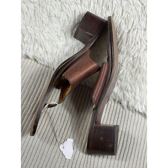 Enzo Angiolini Shoes Womens Size 8.5M Brown Leather Thong Block Heel Sandals - Picture 3 of 8